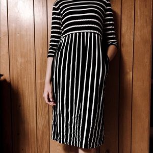 Black and white striped dress